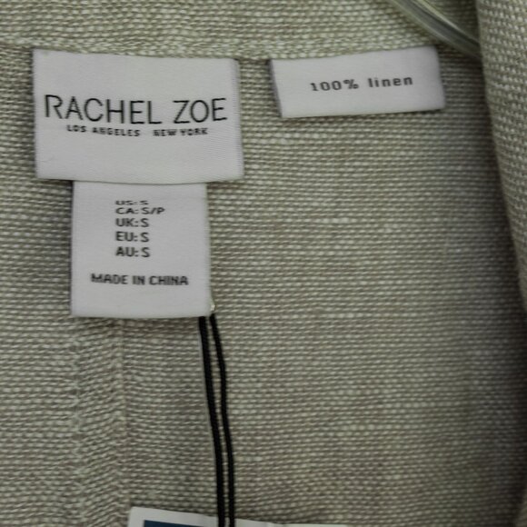 Rachel Zoe Linen Blazer Beige Core Minimal Relaxed Fit Long Lightweight Jacket - Picture 12 of 14